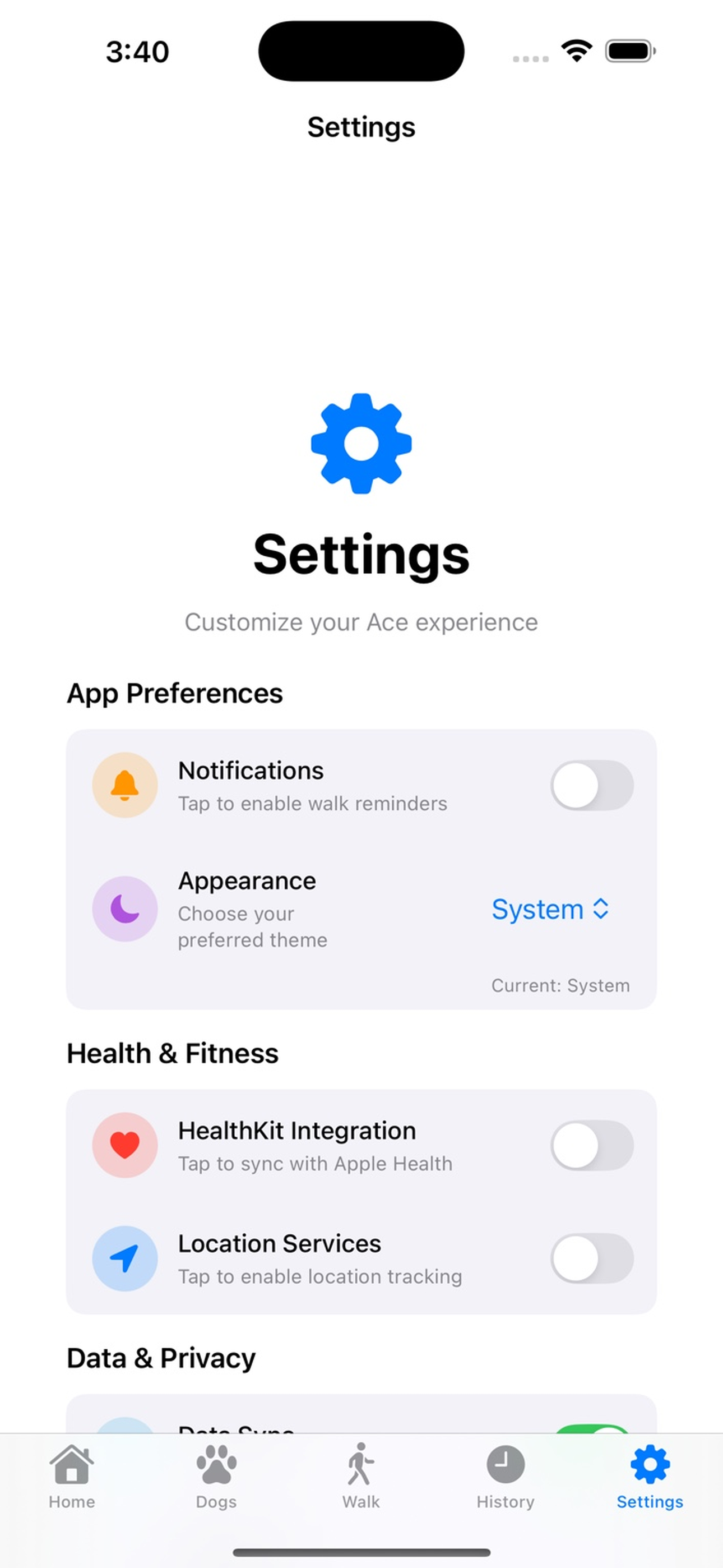Settings & Privacy